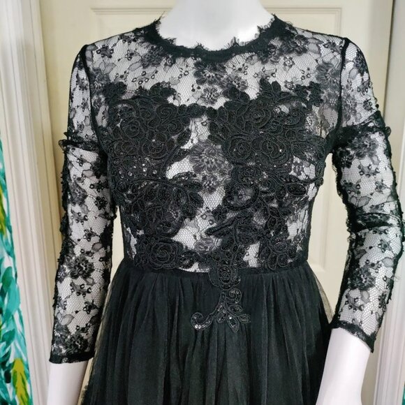 Bare.Z Black Whimsygoth Sheer Rocker Witchy Tulle Black Embelished Dress M, NWT - Picture 5 of 13